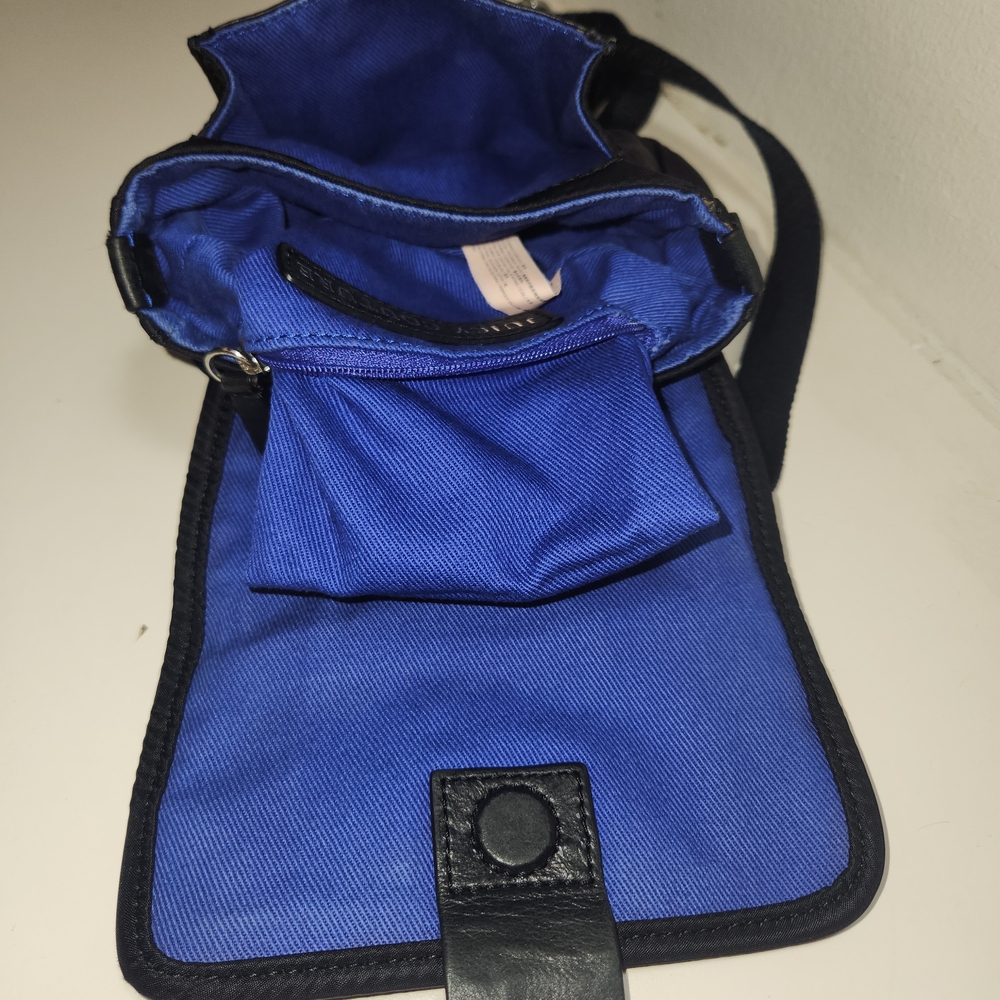 Juicy Couture Black/Blue Nylon Leather Cotton Crossbody Messenger Bag - Picture 5 of 10